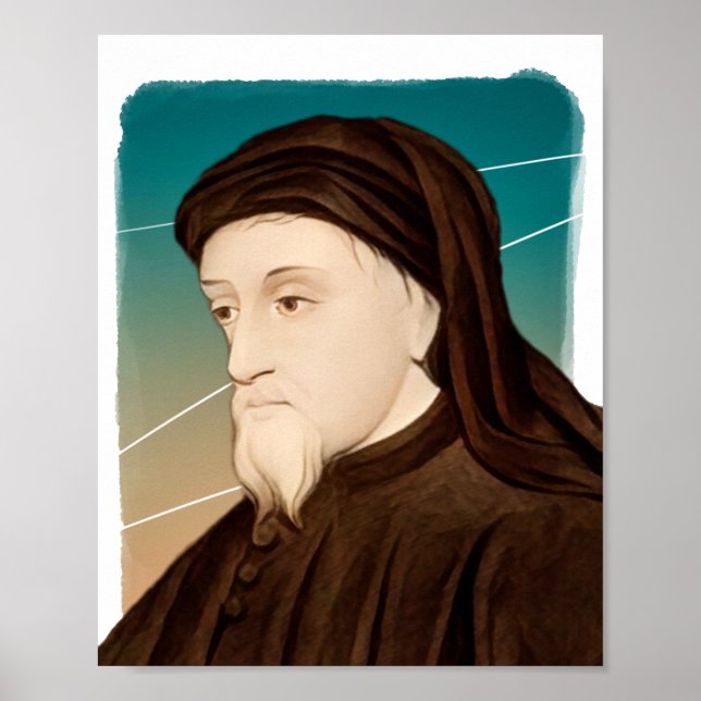 Poster Illustration du poète anglais Geoffrey Chaucer (Devant)