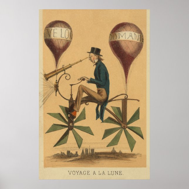 Poster Illustration du premier vol Balloon Cycle Art (Devant)