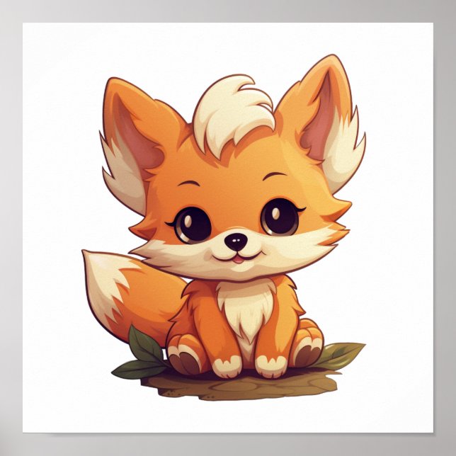 Poster Illustration du renard de dessin (Devant)