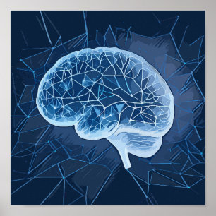 Poster Illustration du réseau cérébral - Réseau neuronal