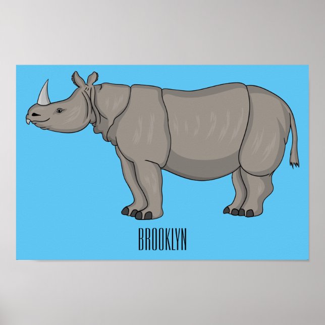 Poster Illustration du rhinocéros de Javan (Devant)