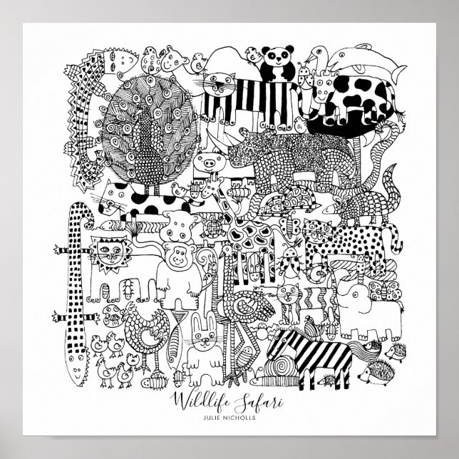 Poster Illustration du Safari animalier (Devant)