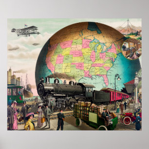 Poster Illustration du transport vintage