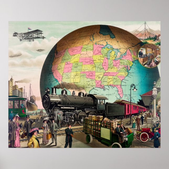 Poster Illustration du transport vintage (Devant)