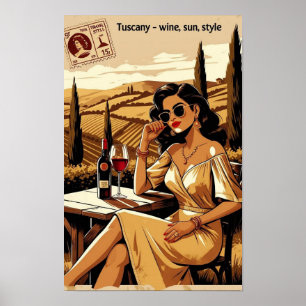 Poster Illustration du vignoble toscan - élégant
