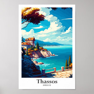 Poster Illustration du Vintage voyage artistique Thassos 