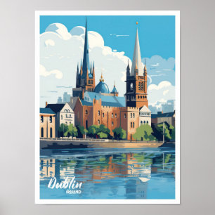 Poster Illustration du Vintage voyage d'art de Dublin Irl