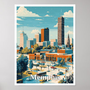 Poster Illustration du Vintage voyage d'art Memphis Tenne