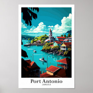 Poster Illustration du Vintage voyage de Port Antonio Jam