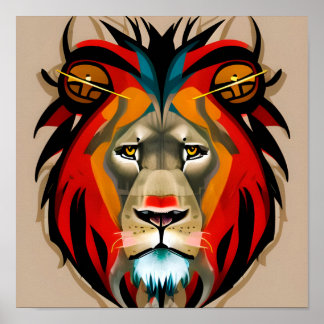 Poster Illustration du visage du lion