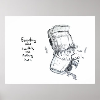 Poster Illustration d'un accident de voiture avec Kurt Vo