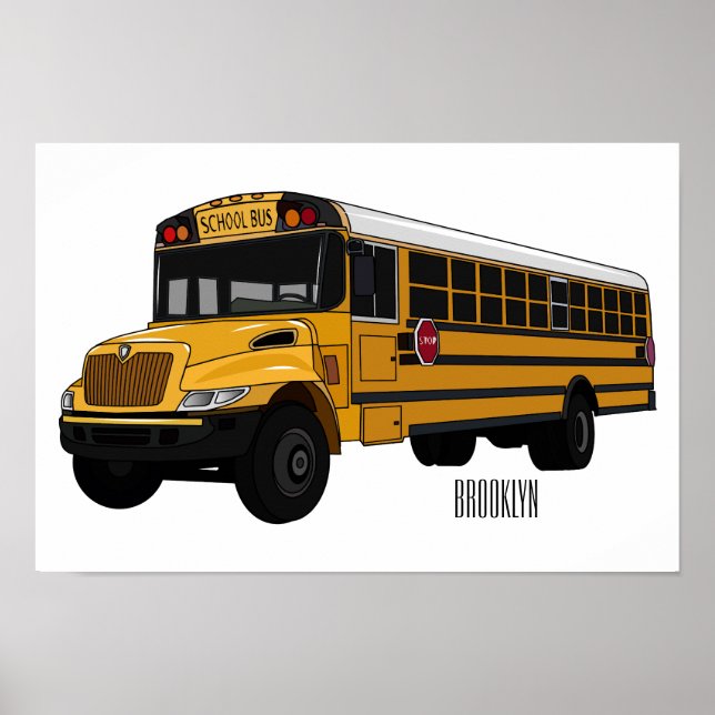 Poster Illustration d'un autobus scolaire (Devant)
