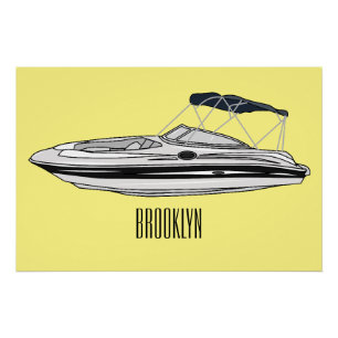 Poster Illustration d'un bateau à moteur