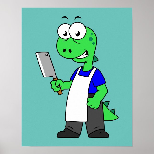 Poster Illustration D'Un Boucher Rex Tyrannosaurus. (Devant)