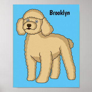 Poster Illustration d'un caniche brun joyeux
