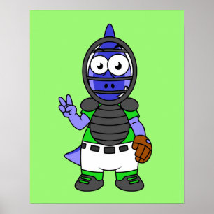 Poster Illustration D'Un Capteur De Baseball Parasaurolop