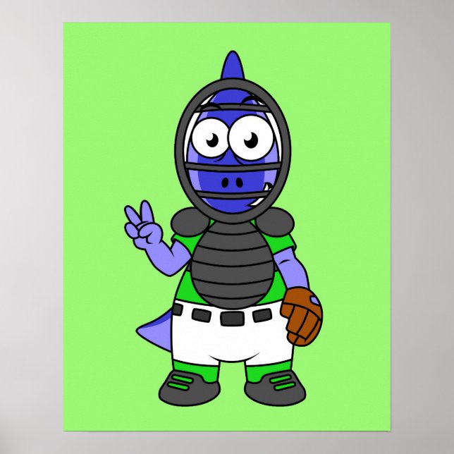 Poster Illustration D'Un Capteur De Baseball Parasaurolop (Devant)