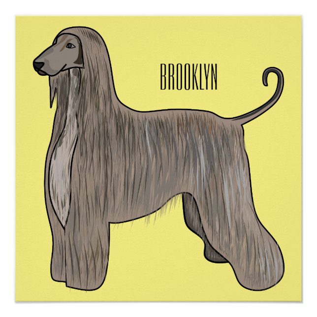 Poster Illustration d'un chien hound afghan (Devant)