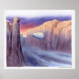 Poster Illustration d'un dirigeable voyageant
