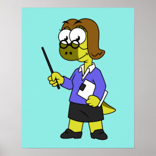 Poster Illustration D'Un Enseignant Pachycéphalosaure.