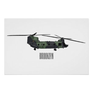 Poster Illustration d'un hélicoptère de l'armée de Chinoo