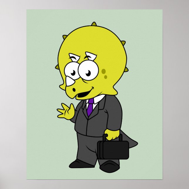 Poster Illustration D'Un Homme D'Affaires Tricératops. (Devant)