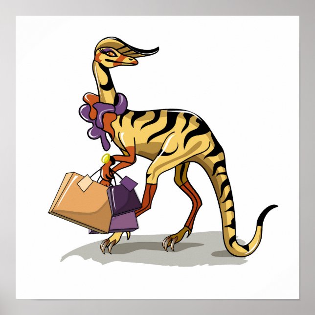 Poster Illustration D'Un Iguanodon Avec Sacs Commerciaux. (Devant)