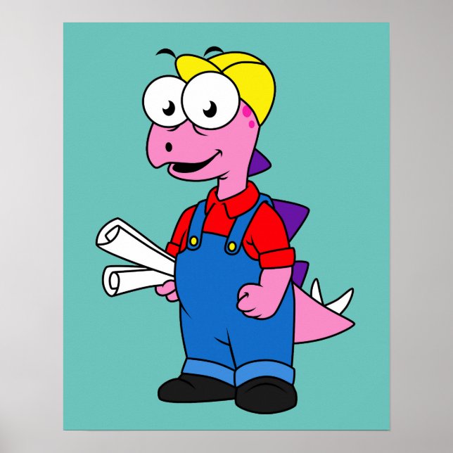 Poster Illustration D'Un Ouvrier De Construction De Stego (Devant)