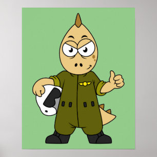 Poster Illustration D'Un Pilote À Jet Allosaurus.