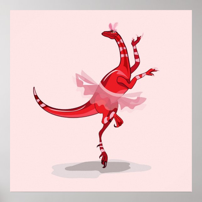 Poster Illustration D'Un Raptor Danseur Ballerina. (Devant)