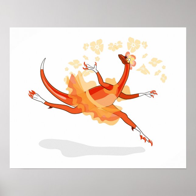 Poster Illustration D'Un Raptor Danseur Ballerina. 2 (Devant)