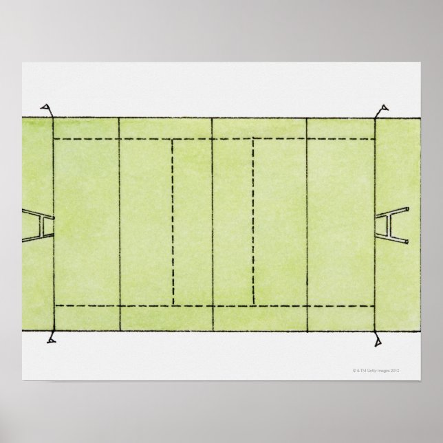 Poster Illustration d'un terrain de rugby (Devant)