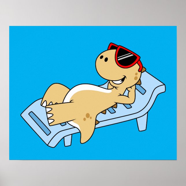 Poster Illustration D'Un Tyrannosaurus Rex Bain De Soleil (Devant)