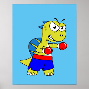 Poster Illustration D'Une Boxe De Spinosaurus.