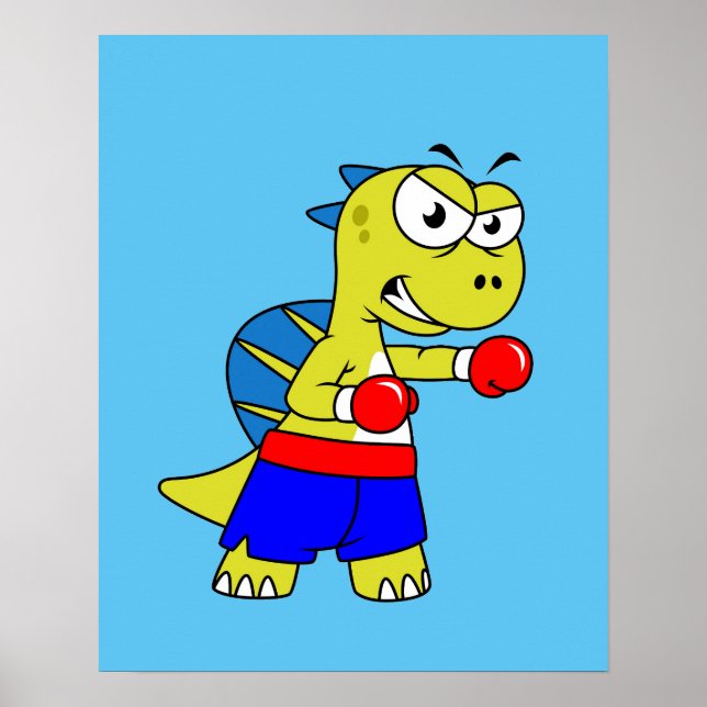 Poster Illustration D'Une Boxe De Spinosaurus. (Devant)
