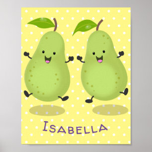 Poster Illustration d'une paire de poires mignonne