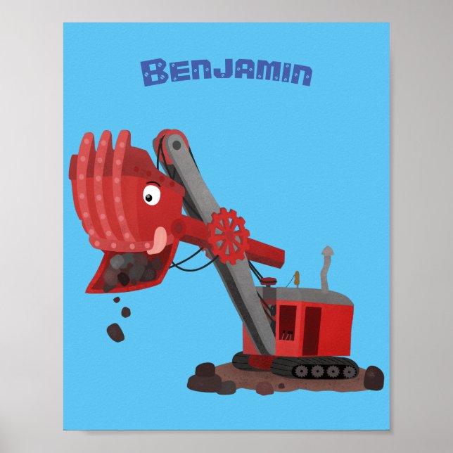 Poster Illustration d'une pelle à vapeur rouge mou (Devant)