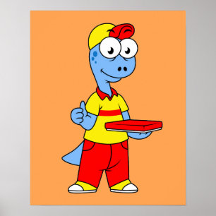 Poster Illustration D'Une Personne Qui Livrait Le Brontos