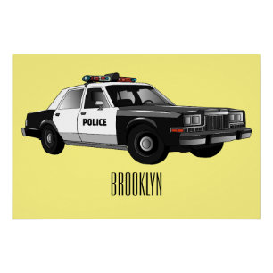 Poster Illustration d'une voiture de police