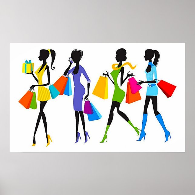 Poster Illustration Fashion Shopping Girls (Devant)