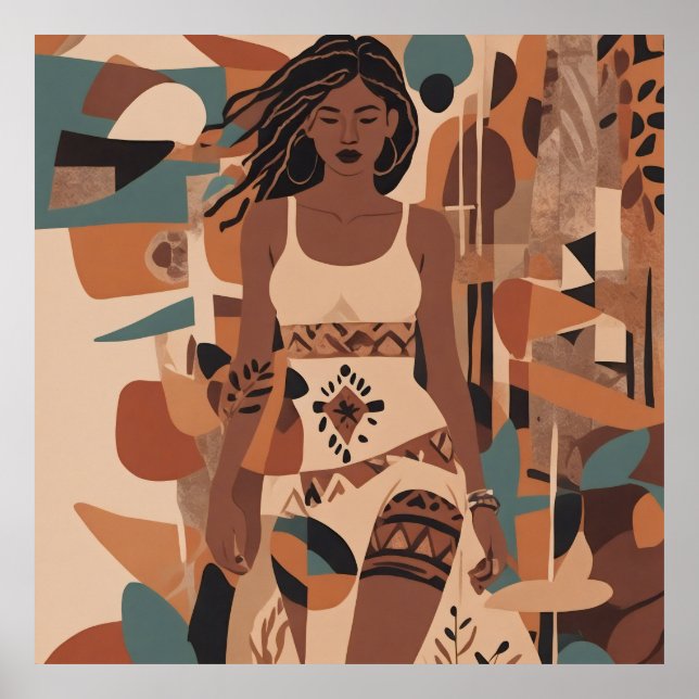 Poster Illustration féminine bohémienne (Devant)