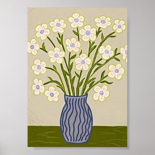 Poster Illustration Florale Blanche d'Art Populaire Fanta