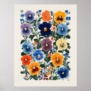 Poster Illustration florale de Pansy Vibrant