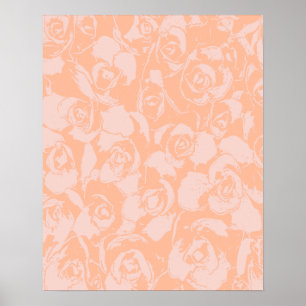Poster Illustration florale rose de corail botanique