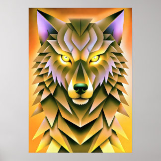 Poster Illustration géométrique du loup Design animal