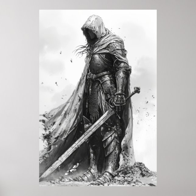 Poster Illustration Imaginaire Chevalier dans le style de (Devant)