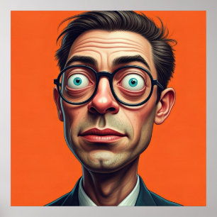 Poster Illustration imprimable d'un homme d'affaires drôl