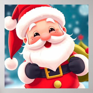 Poster Illustration joyeuse du Père Noël