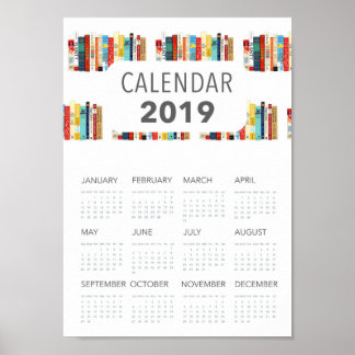 Poster illustration littéraire de livres mignons calendri