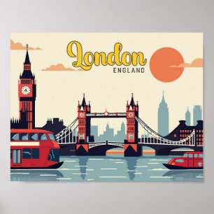 Poster Illustration Londres Angleterre Pop Art Travel